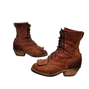 Vintage Durango Cowboy Western Lace-Up Roper Boots Women's Size 6M, Vibram Soles